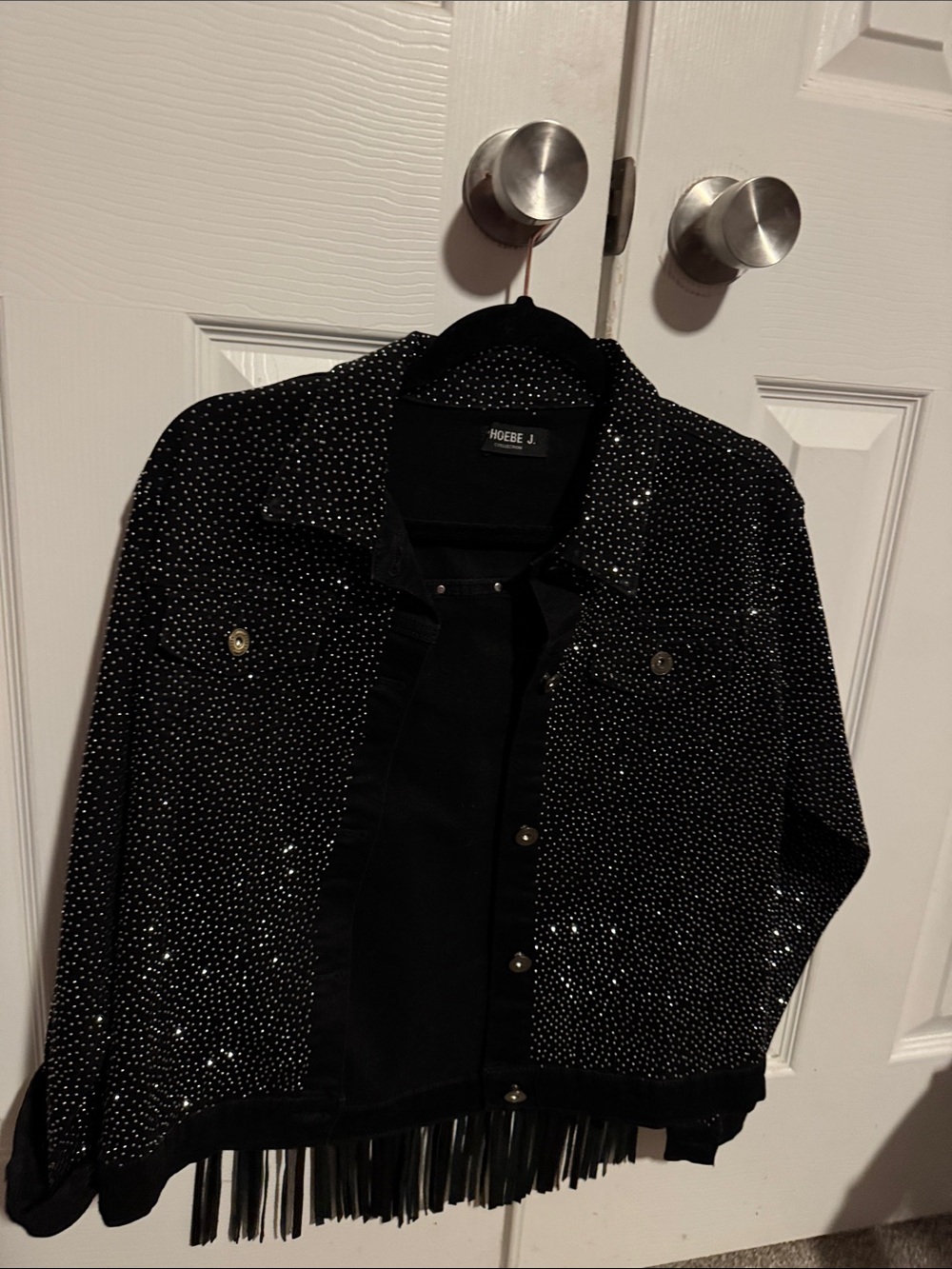 Louis Vuitton Black Jeweled Fringe Jean Jacket
